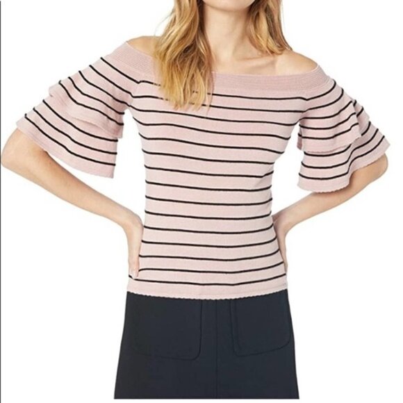 BB DAKOTA PYT Ruffle Sleeve Off the Shoulder Top S - Picture 1 of 4